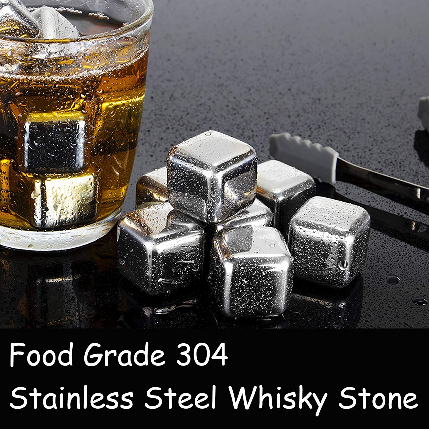 SEENDA Stainless Steel Ice Cubes Reusable, 6piece/Set Whiskey Ice Cubes