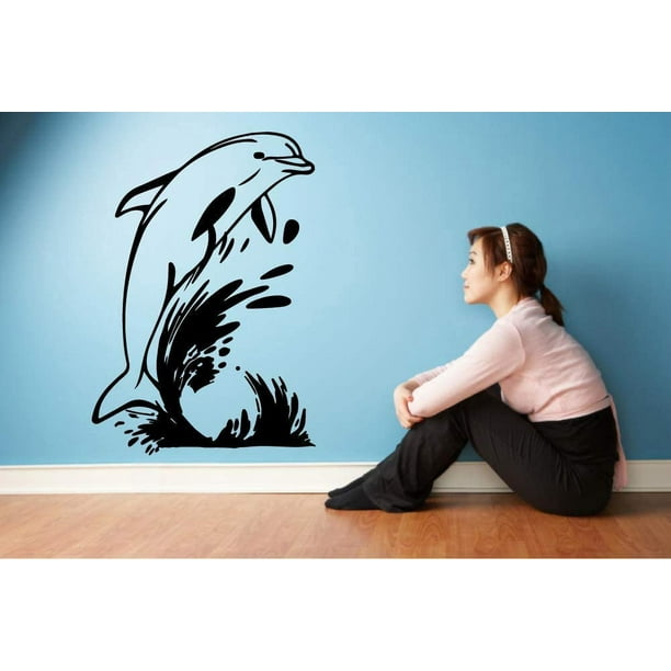 Dolphin Swim Sea Ocean Underwater Animal Cartoon Wall Sticker Art Decal