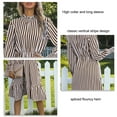 thumbnail image 4 of Vestido A Rayas Para Mujer, Rayas Verticales, Dobladillo Volante, Manga Larga, Vestido Tipo Túnica Para Mujer, Fibra De Poliéster Para Negocios ANGGREK Otros, 4 of 5