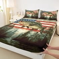 thumbnail image 3 of Homewish Hunting Pike Fish Twin Sheet Sets for Adult, Rustic Farmhouse Twin Fitted Sheet, Western US Flag Flat Sheet, Ultra Soft Bedroom Decor, 3-Piece, 3 of 7