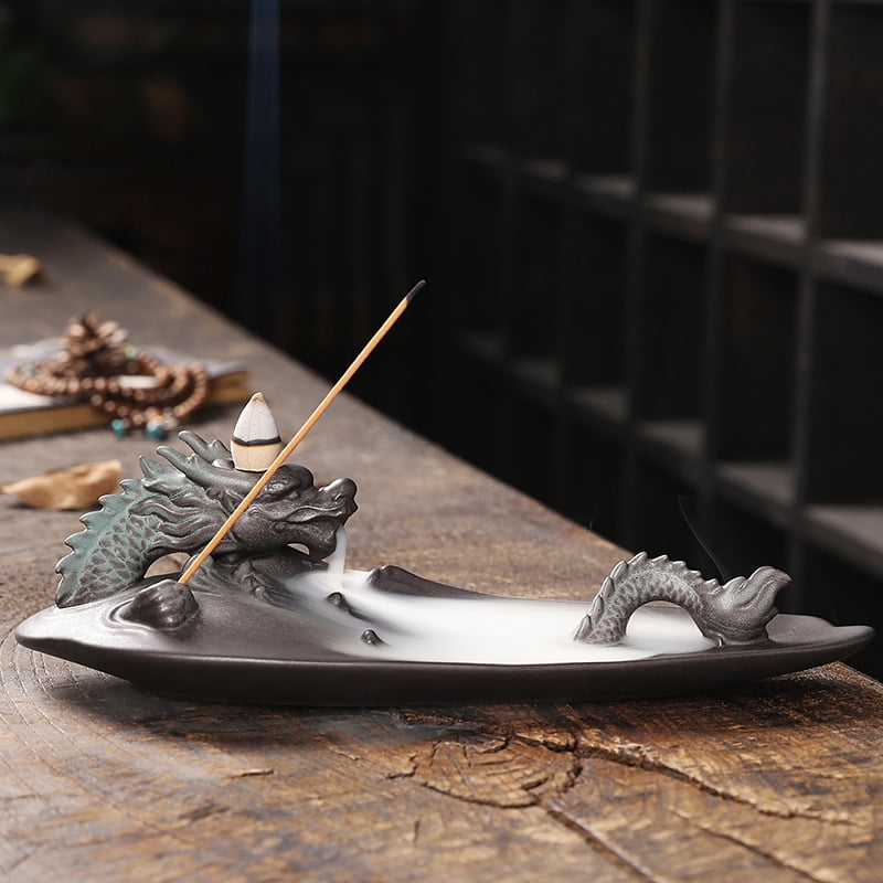 Incense Holder Creative Smoke Backflow Incense Burner Incense Holder Ceramic Dragon Censer Home Decor Ornaments Incense Burner