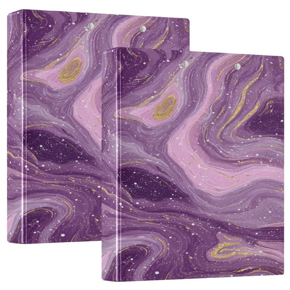 3 Ring Binder 1.5 inch Round Rings with Interior Pockets Binders Organizer Office School 1Pack Hints Of Pink Marble