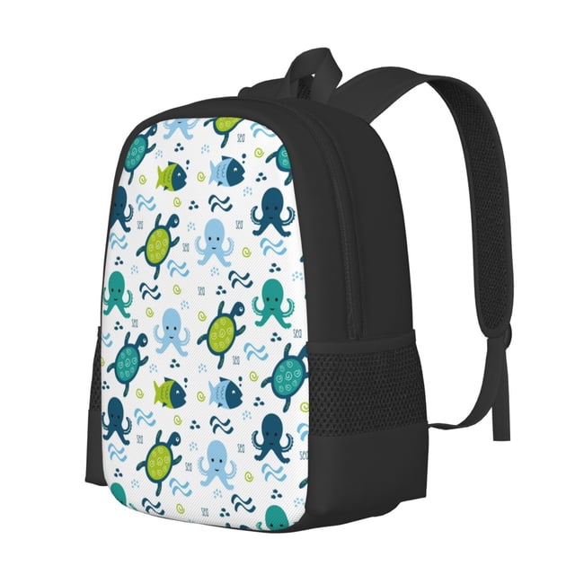 Balery Cartoon Sea Creatures Mochila para hombre y mujer - Tela Oxford 600D resistente - Gran capacidad, resistente al agua, ideal para la escuela, viajes y senderismo
