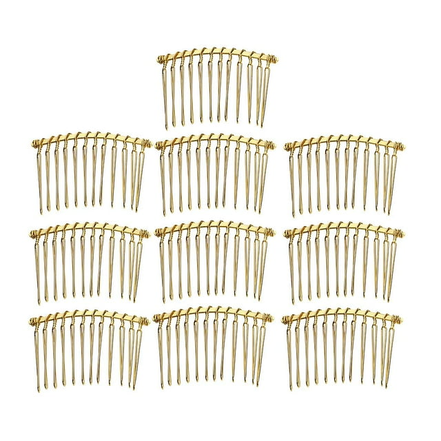 yuksok 10pcs DIY Blank Metal Hair Clips Side Comb 12 Teeth Hair Accessories Gold