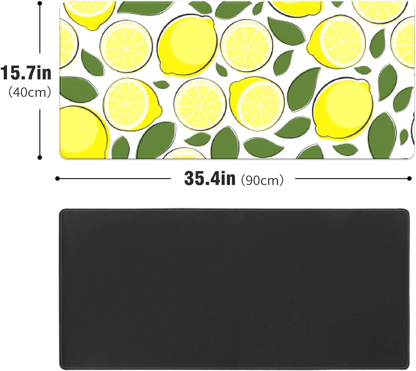 Cute Lemon Leaves Desk Mat, Desk Accessory, Cute Workspace, Trendy Workspace, Trendy, 35.4x15.7in Large Gaming Mouse Pad, Cute Desk Topper, Pretty Desk Pad