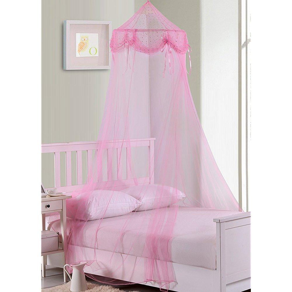 Fantasy Kids But Tons & Bows Collapsible Hoop Sheer Bed Canopy Pink One Size 