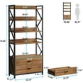 thumbnail image 2 of Tribesigns 5-Tier Bookshelf, 70.86 in. Industrial Bookcase with 2 Drawers for Living Room, Bedroom, Home, Office, 2 of 5