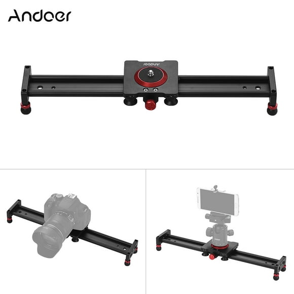 Andoer 40cm/16inch Aluminum Alloy Camera Track Slider Video Stabilizer Rail for DSLR Camera Camcorder DV Film Photography, Load up to 11Lbs