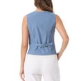 thumbnail image 3 of Chaleco sin mangas de botón y cuello en V para mujer Inspire Chic, color azul claro, talla S, 3 of 6