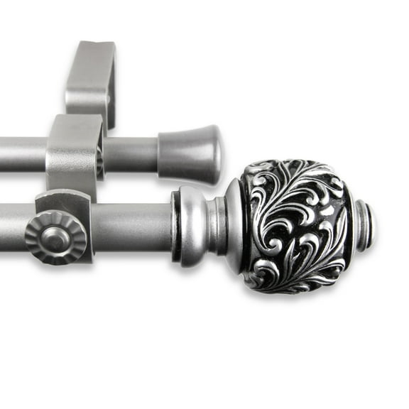 Contemporary Home Living 87.25" Satin Nickel Double Curtain Rod with Mounting Brackets