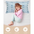 thumbnail image 4 of Blue Striped Coastal Pillow Cases Cal King Size, Smooth Satin Pillowcase for Hair and Skin, Nautical Beach Starfish Shell Decorative Cooling Bed Pillow Covers with Zipper, 20x40 Inches, 4 of 5