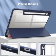 Fintie Hybrid Slim Case for Samsung Galaxy Tab S10 Lite/ S10 FE/ S9 FE 10.9 Inch/ S9 11 Inch with S Pen Holder, Shockproof Cover with Clear Transparent Back Shell, Auto Wake/Sleep, Blooming Hibiscus