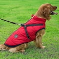 thumbnail image 3 of Chaqueta grande para perros con arnés, ropa cálida para perros de invierno, resistente al agua, 3 of 4