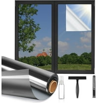 Debonair Window Privacy Film One Way Window Tint for Home, Removable Reflective Heat Sun Blocking Anti UV Glass Door Covering, Mirror Tinting Film House Office, 17.5 in X 6.5 Feet, Black