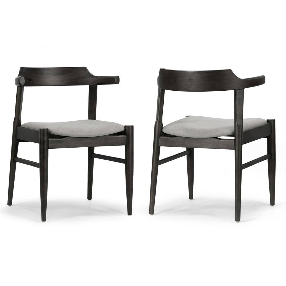 Set of 2 Atlas Retro Modern Black Wood Chair with Curved Back - Walmart
