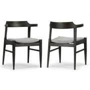 Glamour Home Atlas 17.91" Wood Chairs with Curved Back in Gray (Set of 2)