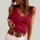 thumbnail image 5 of Blusas para mujer,Camiseta de tirantes acanalada con cuello en V para mujer, camisa de punto sin mangas, color liso informal, ropa de verano, sopatenor, 5 of 9