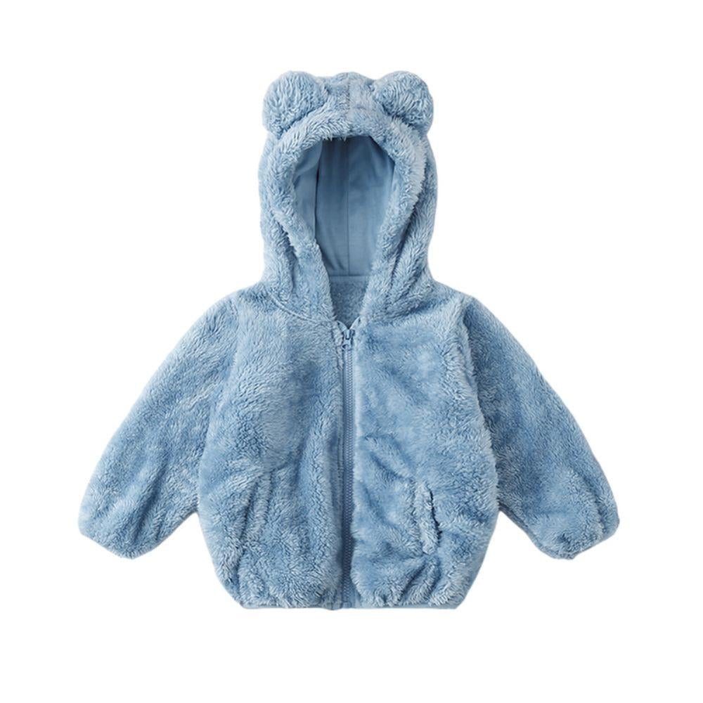 1-6 Years Boys Girls Jacket Children's Fleece Hooded Winter Plush Coat Outerwear with Pockts 