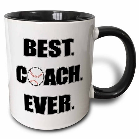 3dRose Baseball Best Coach Ever - Two Tone Black Mug,