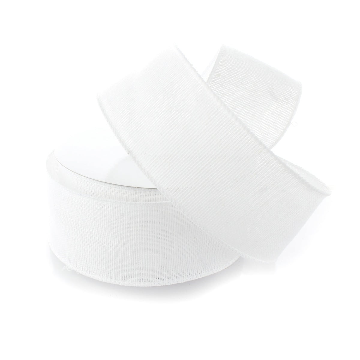 2.5 Wired Burlap Ribbon 029 White 10yds