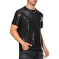 thumbnail image 4 of Camiseta de lentejuelas INSPIRE CHIC para hombres, camiseta metálica de manga corta para fiestas, camisetas brillantes de club a la moda, 4 of 5