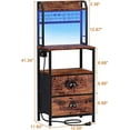 thumbnail image 3 of Tall Nightstand with Charging Station & LED Lights, 41'' Bedside Table with 2 Drawers & Pegboard, Rustic Brown Night Stand with Hooks & Folders, End Table with Shelves for Bedroom/Living Room, 3 of 17