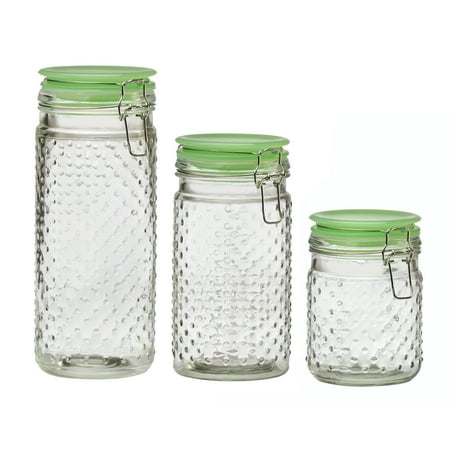 Hobnail Compote - Emma Jade Hobnail Hermetic Preserving Glass Canistersm Assorted Set of 3 (Small, Medium and Large)