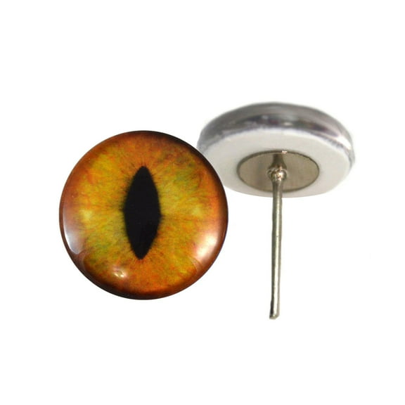 Creamy Orange Cat Glass Eyes on Wire Pin Posts