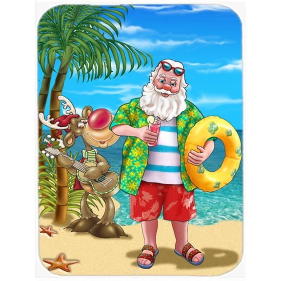 Beach Christmas Santa Claus Swimming Glass Large Cutting Board