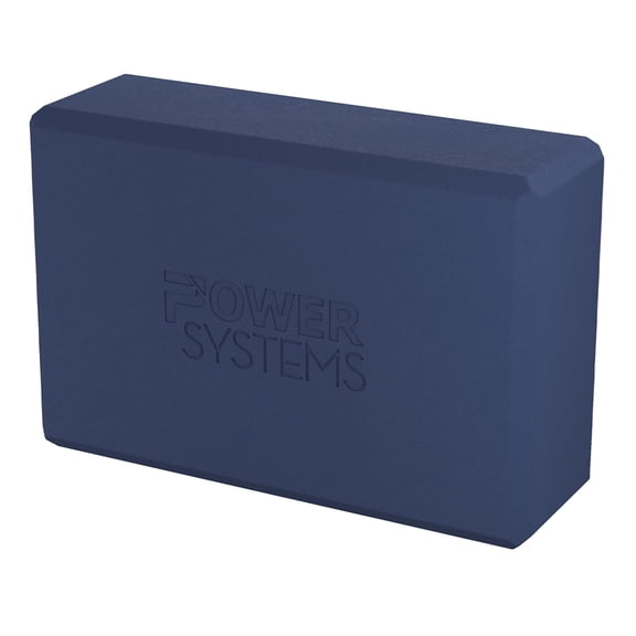 Power Systems Lightweight Yoga Block, 9" x 6" x 3" Exercise Block for Stretching & Pilates - Navy