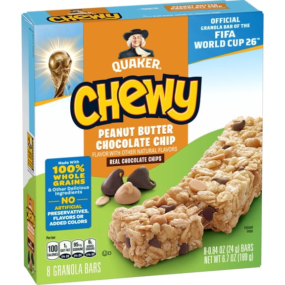 Quaker Chewy Granola Bars, Peanut Butter Chocolate Chip (8 Pack)