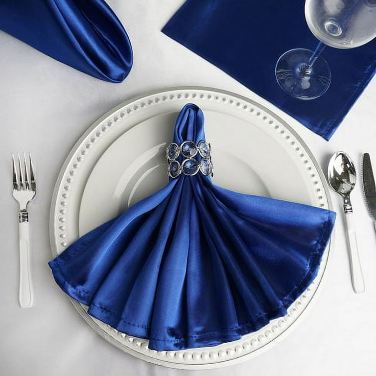 Intedge Royal Blue 65/35 Polycotton Blend Cloth Napkins, 20 x 20 - 12/Pack