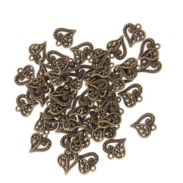 50x Corazón Antiguo Encantos DIY Resultados De La Joyería Cuentas Colgantes Bronce Sunnimix Pendientes de corazón