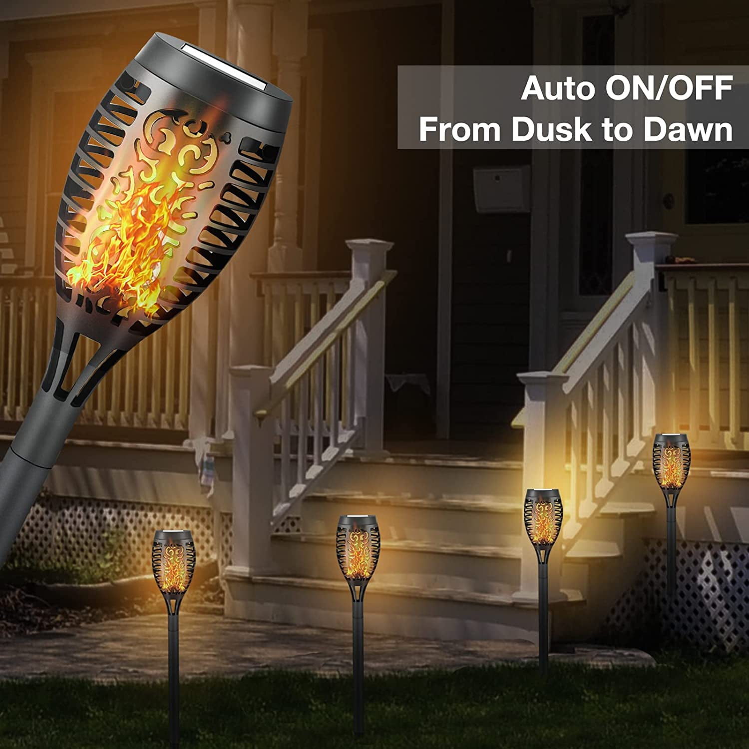 Sennachine Waterproof LED Solar Lights, Plastic Flickering Flame Effect, (12 Pack)