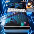 thumbnail image 2 of Erosebridal Neon Blue Gamepad Zipper Queen Comforter Set with Fitted Sheet and 2 Pillowcases for Boys Men, Video Game Lover Zipper Bedding Set, Gamepad Reversible, 4 Pieces, 2 of 7