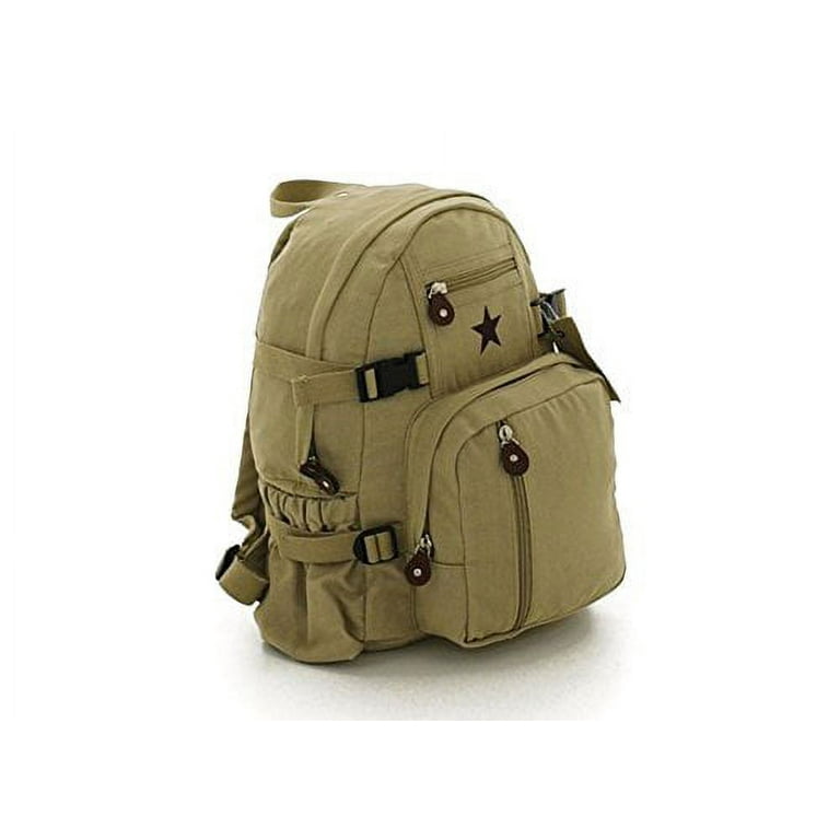 Rakuda Cargo Vintage Canvas Travel Backpack Washed Leather Khaki