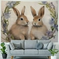 thumbnail image 4 of COMIO Tapestry Easter Bunny with Floral Wreath - Easy Care, Lightweight, Three Sizes Painting, 4 of 6