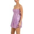 thumbnail image 3 of Douhoow Women Sequins Mini Dress Spaghetti Strap Backless Ruche High Waist Party Dresses, 3 of 7