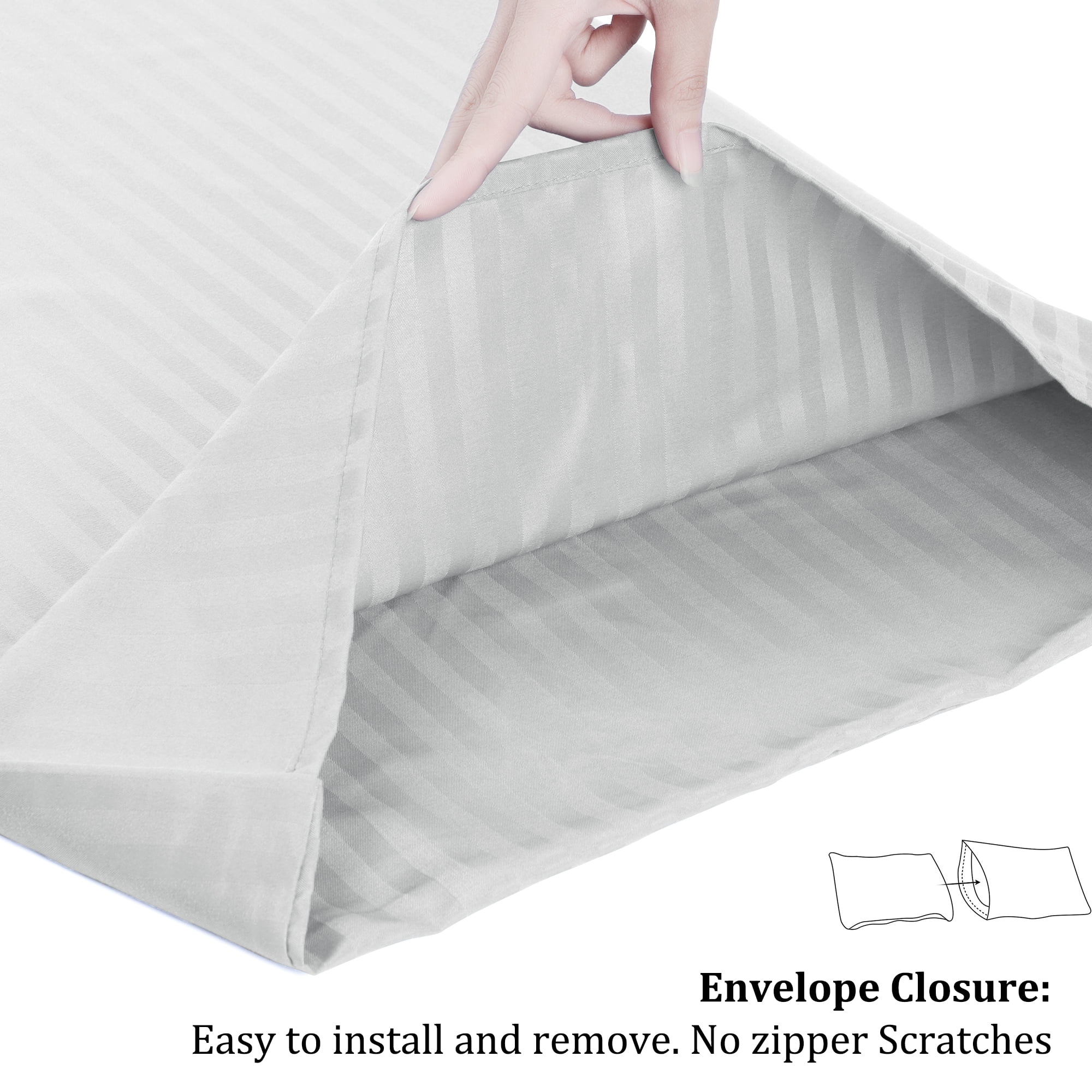 Unique Bargains Microfiber Body Striped Pillowcase Soft Light Gray 20x55 Inch