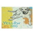 thumbnail image 1 of Yellow Cutting Board, Sitting Dog Sketch Style Illustration on Striped Background Weathered Effect, Decorative Tempered Glass Cutting and Serving Board, Large Size, Yellow Beige Blue, by Ambesonne, 1 of 1