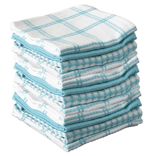 Coordinating Flat Waffle Weave Dish Cloth, Twelve Pack, Breeze