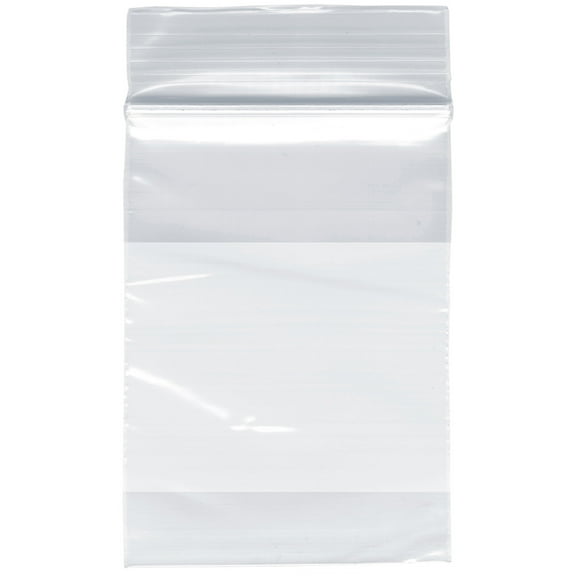 Plymor 2" x 3" (Pack of 500), 2 Mil with White-Block Zipper Reclosable Plastic Bags