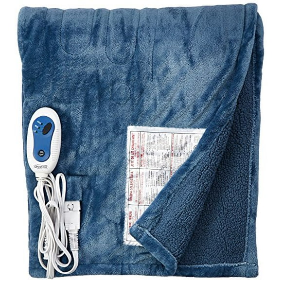Beautyrest Microlight Reverse to Berber Heated Throw, 60 x 70", Sapphire