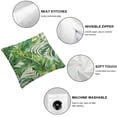 thumbnail image 4 of Acheng Green Tropical Palm Fern Leaves Pillow Cover Tropical Palm Leaves Jungle Foliage Farmhouse Decorative Pillow Cases Cushion Cover for Sofa Couch Decoration,2 Pcs White, 4 of 6