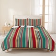 thumbnail image 3 of Queen Quilt Set 90''x96'', Green Red Striped Lightweight Summer Bedspread Coverlet Set with 2 Pillow Shams, Farmhouse Colorful Stripes Breathable All Season Quilt Bedding for Bedroom/Guest Room, 3 of 9