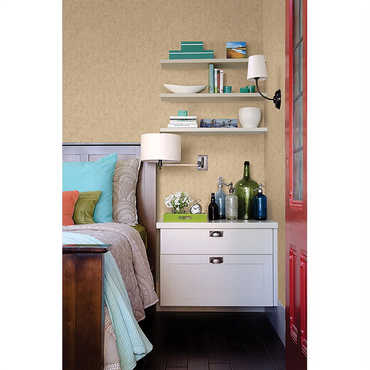 Warner Textures Texture Taupe Basketweave Wallpaper, 27-in by 27-ft, 60.8 sq. ft