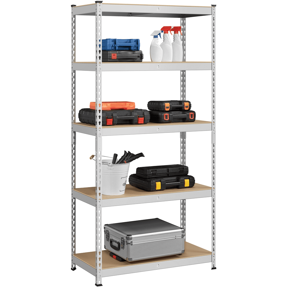 Alden Design 5-Shelf Boltless & Adjustable Steel Storage Shelf Unit, Silver, Holds up to 705 lb Per Shelf