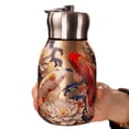 thumbnail image 1 of Lttoisl Bouteille d'Eau Isotherme en Acier Inoxydable 300 ml, Flasque sous Vide Rétro Paon Chinois, Contenant Portable Étanche pour Boissons Chaudes et Froides pour Voyage, Bureau, Sports de Plein Air, Bleu/vert, 1 of 8