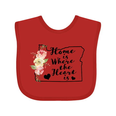 Inktastic Oregon Home is Where the Heart is with Watercolor Floral Infant Bib Female