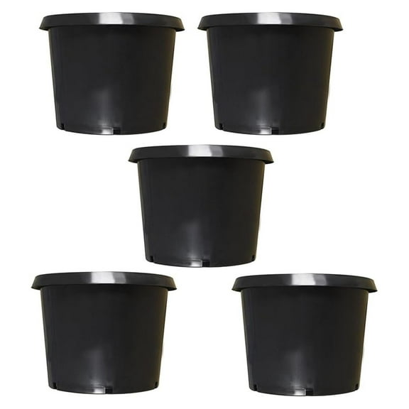 Nursery Pots 20 Gallon (5 Pack) - Square Black Plant Pots for Indoor/Outdoor Use - Seedling Containers with Drainage - Garden Planters for Flowers & Vegetables
